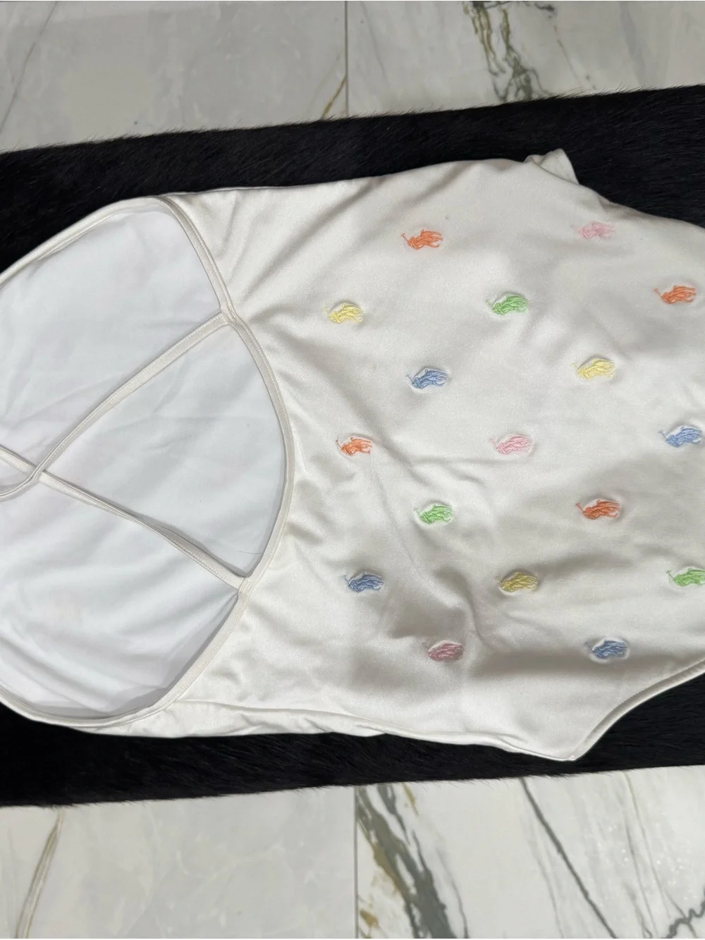 Polo by Ralph Lauren White One‑Piece Swimsuit with Multicolor Pony Print